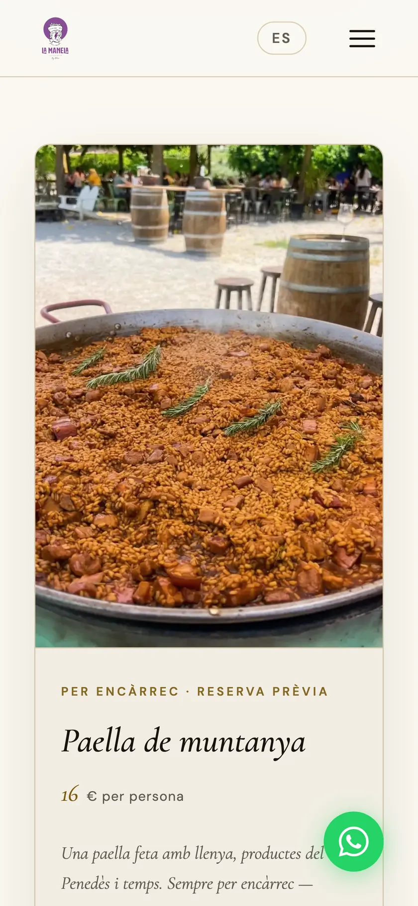 Vista móvil de la paella.