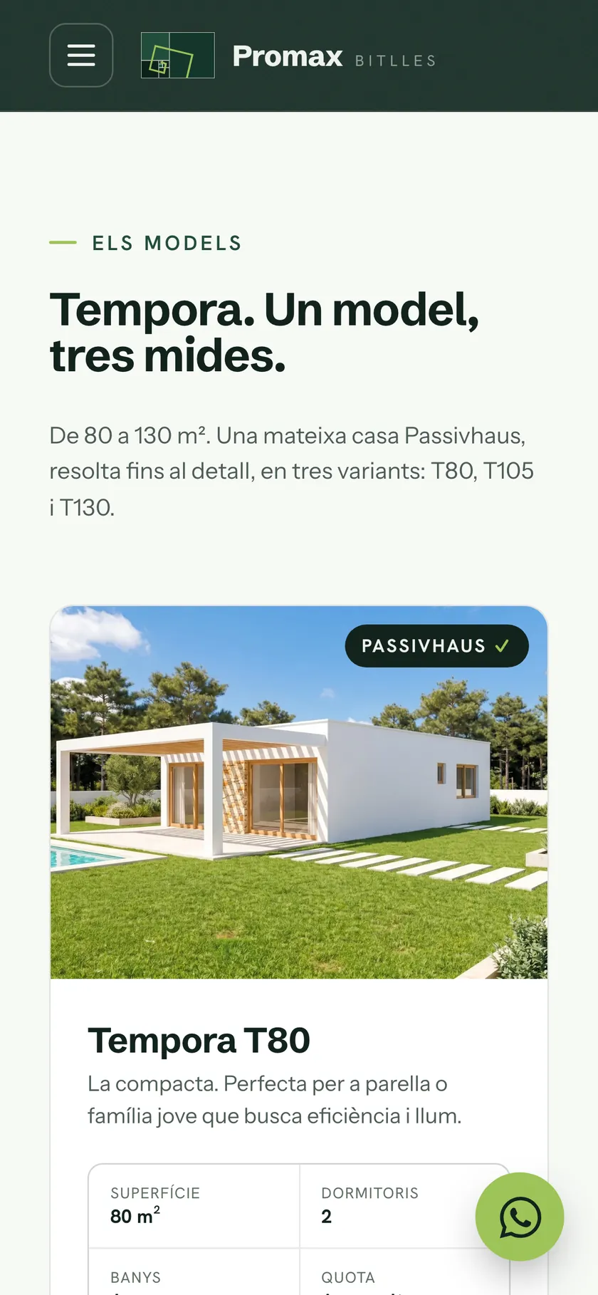 Vista móvil del modelo Tempora T80.